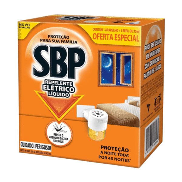 INSETICIDA ELÉTRICO SBP 45 NOITES + REFIL 35ML PROMOCIONAL
