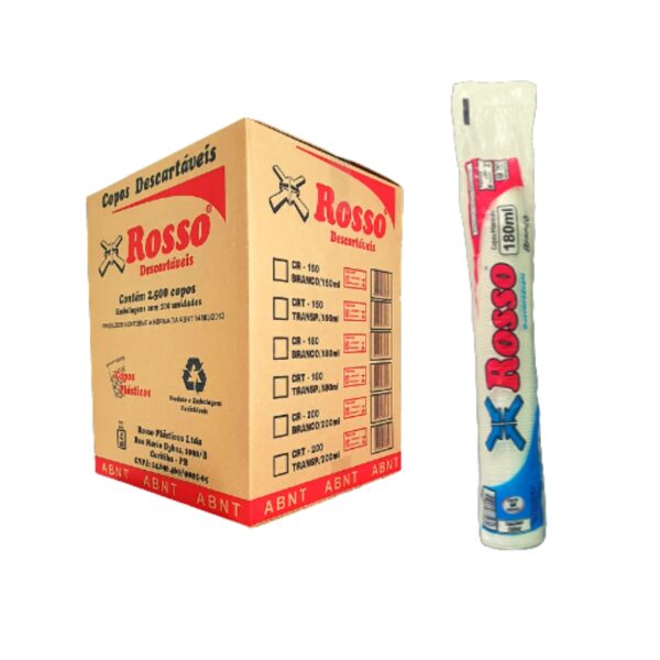 COPO DESCARTÁVEL BRANCO 180/CX 2500 ROSSO