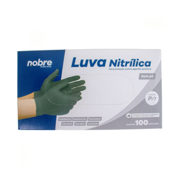 LUVA nitrilica G PROTEÇÃO QUÍMICA SEM PÓ PRETA