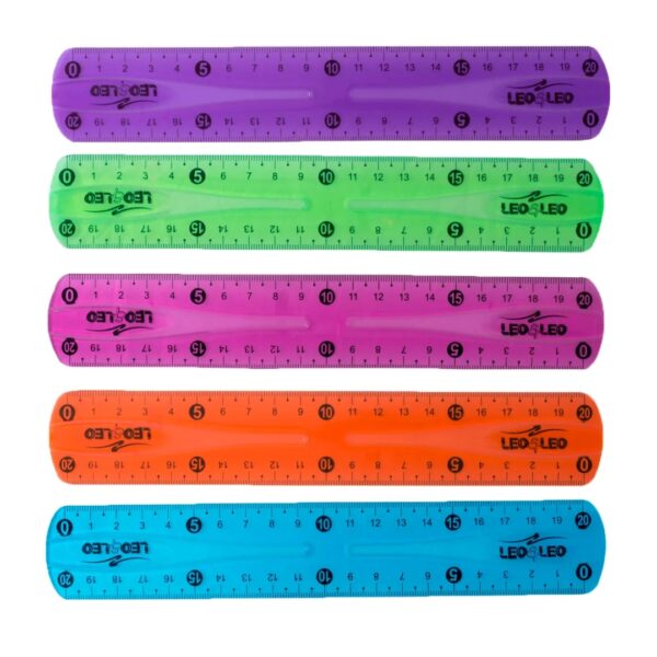 RÉGUA FLEXÍVEL 20 CM CORES SORTIDAS CX/25 UND LEO LEO