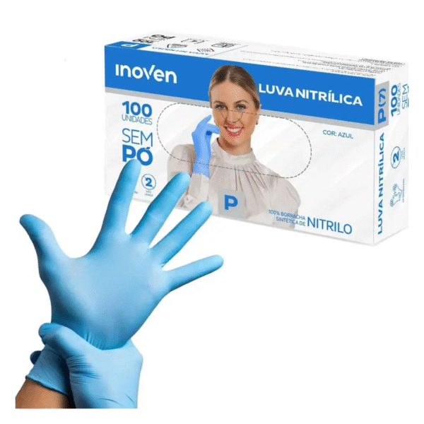 LUVA nitrilica AZUL P INOVEN C/100