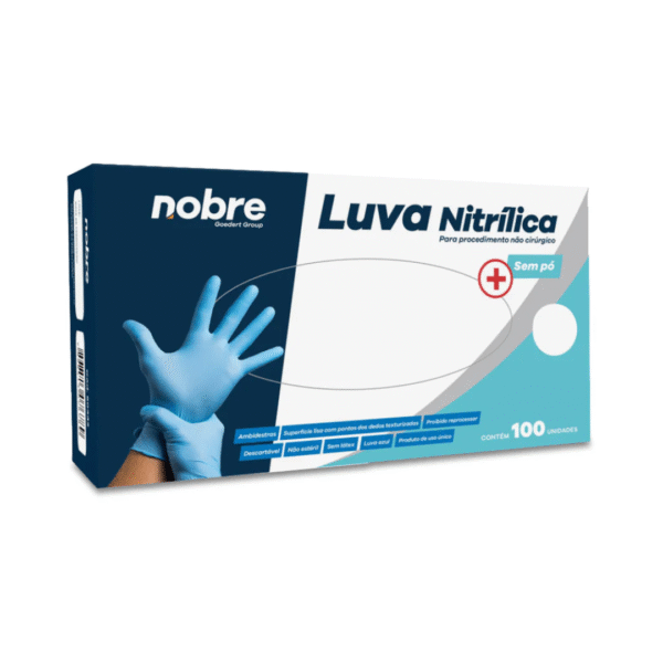 LUVA nitrilica AZUL G C/100 NOBRE