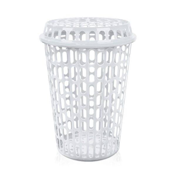 CESTO TELADO 60 LITROS BRANCO COM TAMPA PEROBINHA