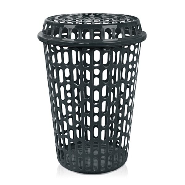 CESTO TELADO 60 LITROS PRETO COM TAMPA PEROBINHA