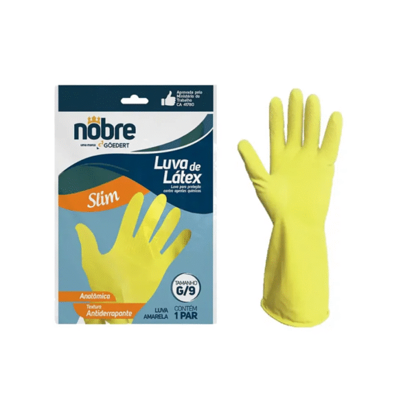 LUVA DE BORRACHA/LÁTEX SL 01 "M" AMARELA CA 41780 - NOBRE