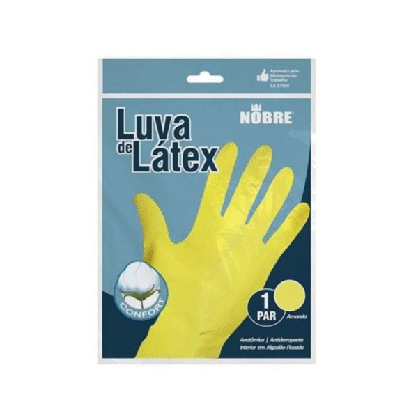 LUVA DE BORRACHA/LÁTEX SL 01 "G" AMARELA CA 41780 - NOBRE