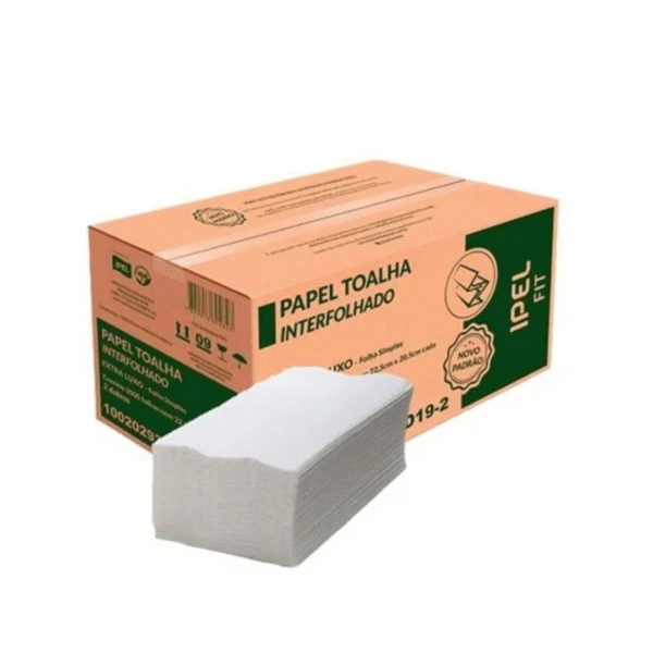 PAP TOALHA INTERFOLHADO 2 DOBRAS F.S 22,5CM X 20,5CM 19G FIT 5000 IPEL